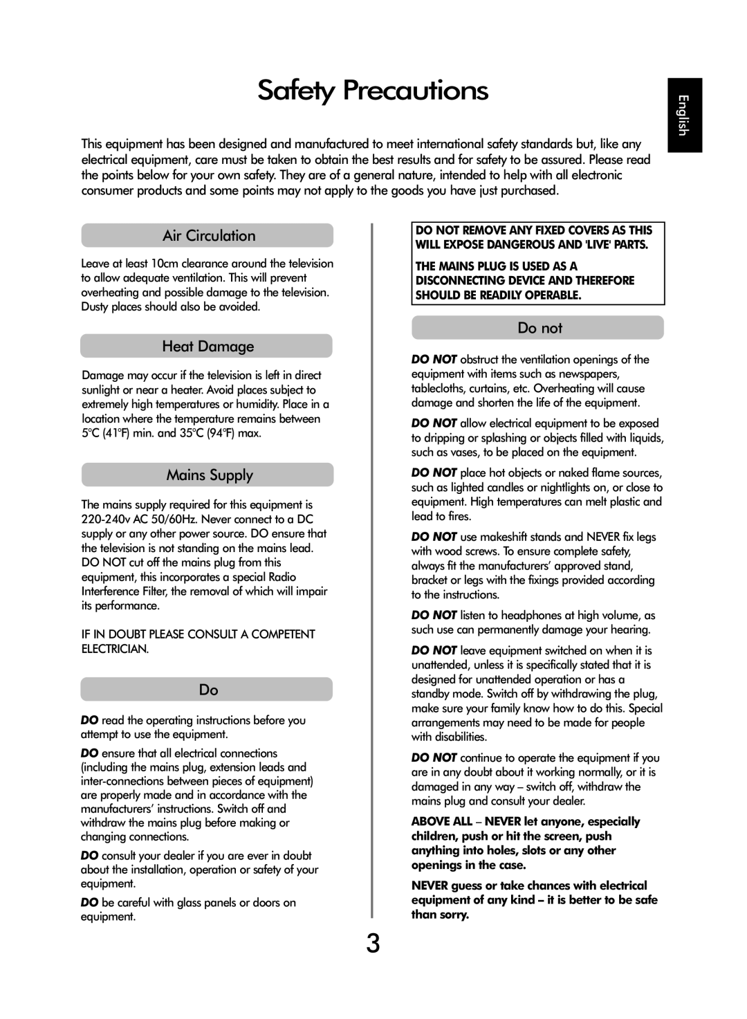 SRS Labs WL66 owner manual Safety Precautions, Air Circulation, Heat Damage, Mains Supply, Do not 