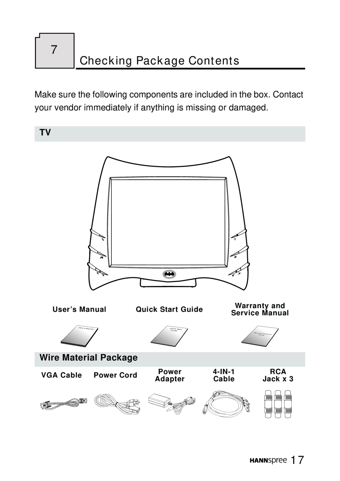 SRS Labs WT01-15A1 manual Checking Package Contents 