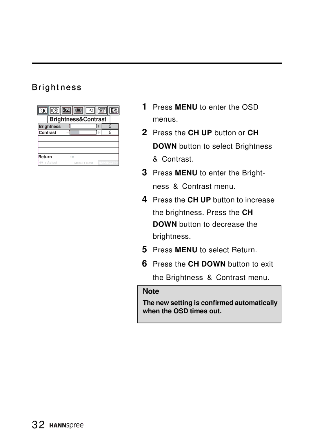 SRS Labs WT01-15A1 manual Brightness 