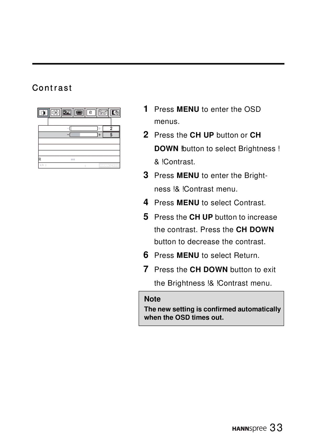 SRS Labs WT01-15A1 manual Contrast 