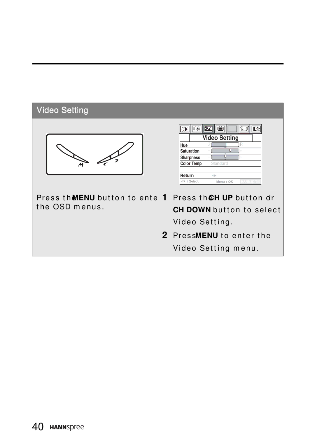 SRS Labs WT01-15A1 manual Video Setting 