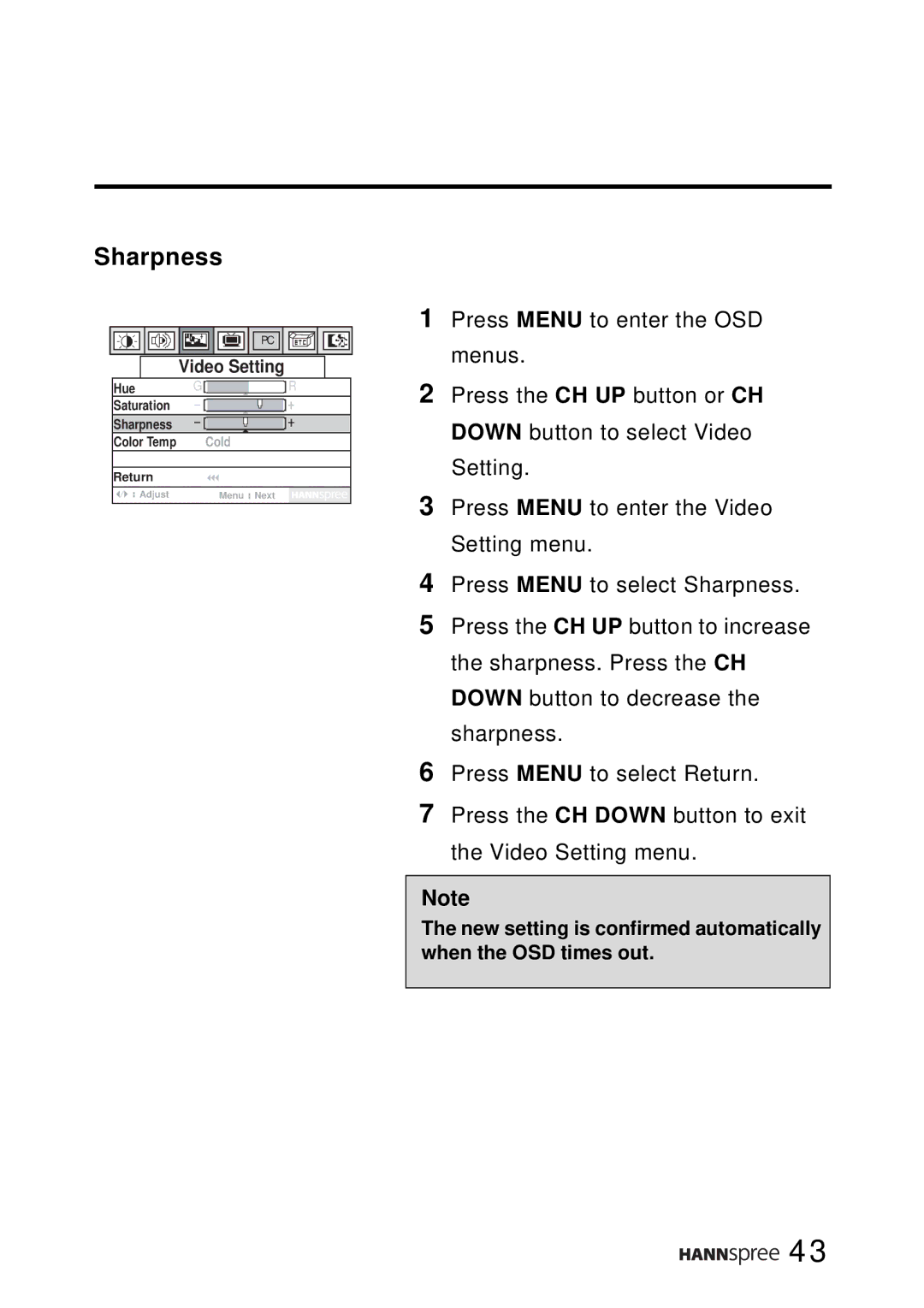 SRS Labs WT01-15A1 manual Sharpness 