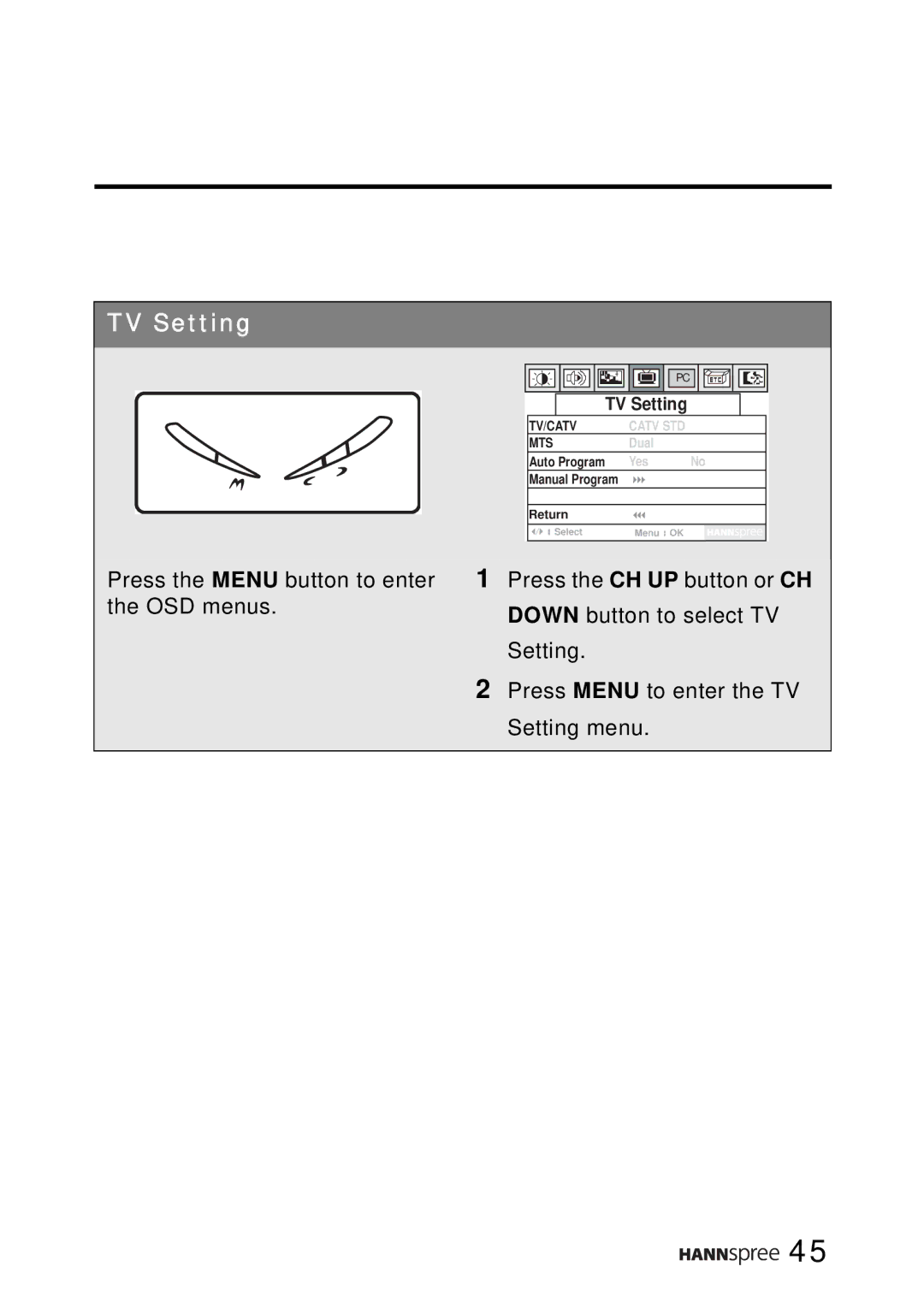 SRS Labs WT01-15A1 manual TV Setting 