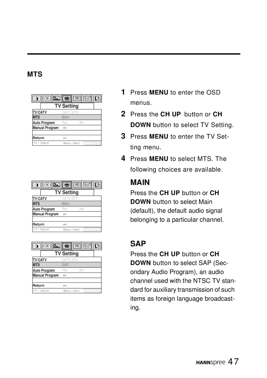 SRS Labs WT01-15A1 manual Main 