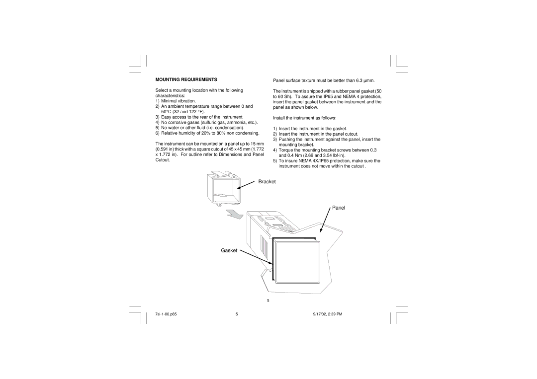 SSI America 7SL instruction manual Mounting Requirements 