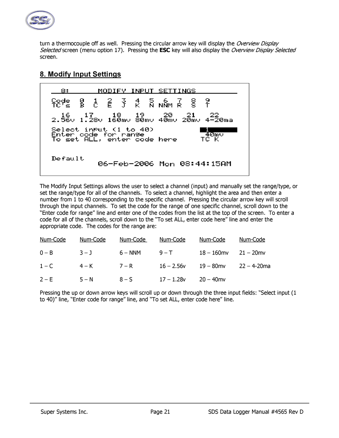 SSI America 8020, 8040 manual Modify Input Settings, Nnm 