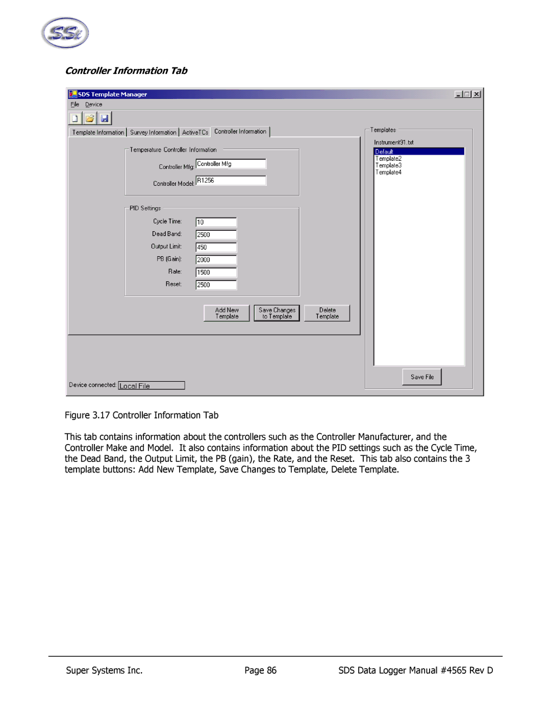 SSI America 8040, 8020 manual Controller Information Tab 