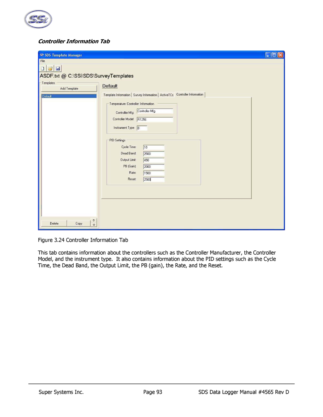 SSI America 8020, 8040 manual Controller Information Tab 