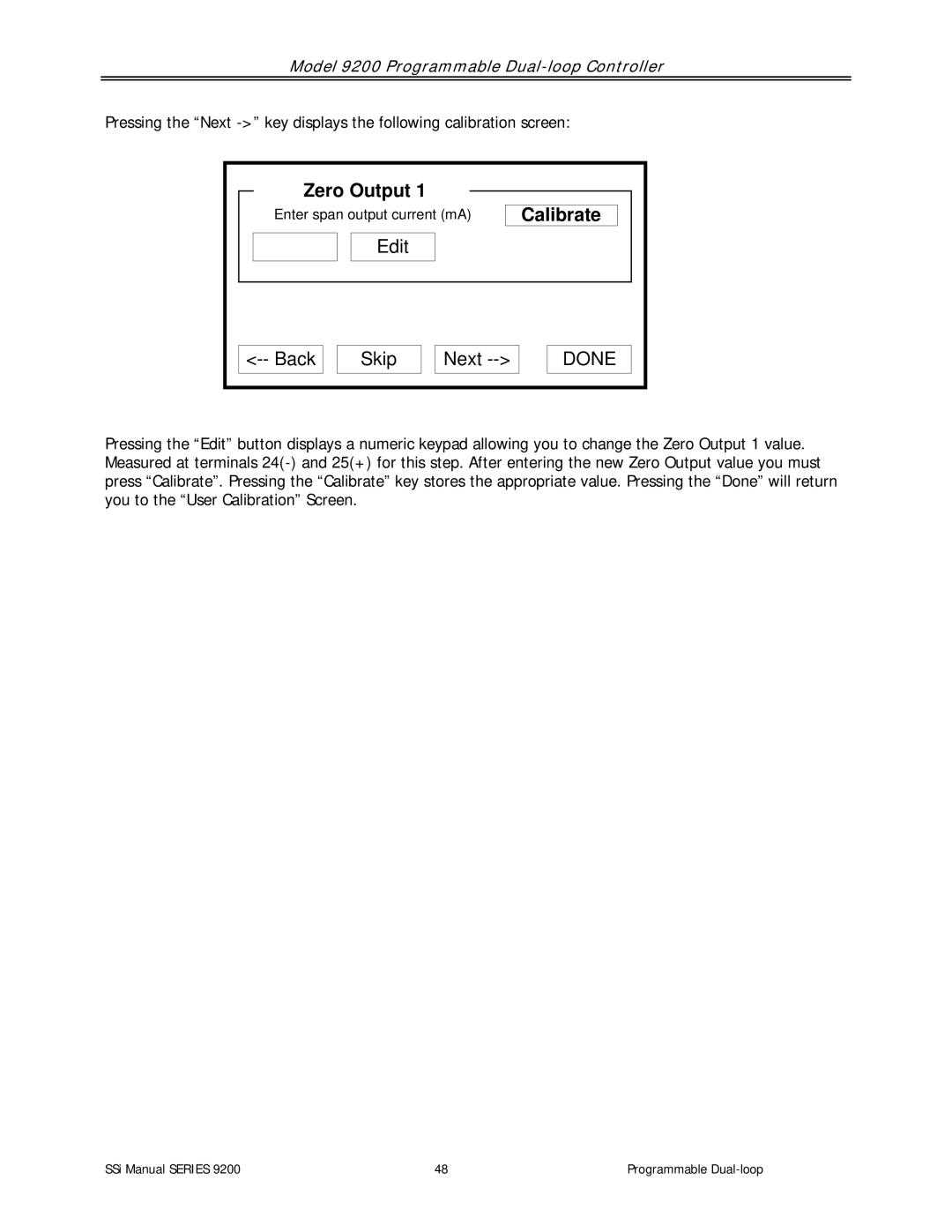 SSI America 9200 user manual Zero Output 