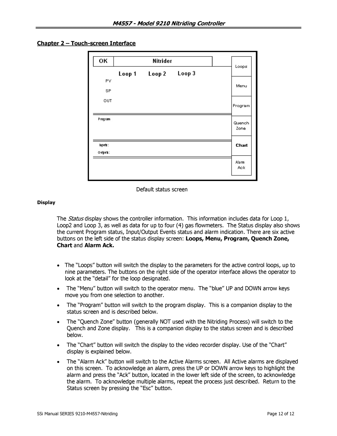 SSI America 9210 user manual Touch-screen Interface 