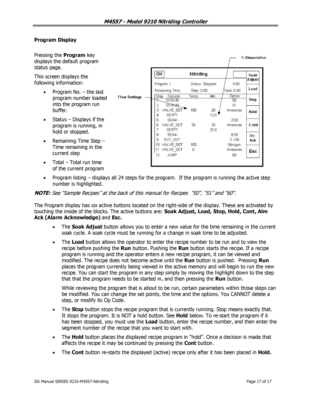 SSI America 9210 user manual Program Display 