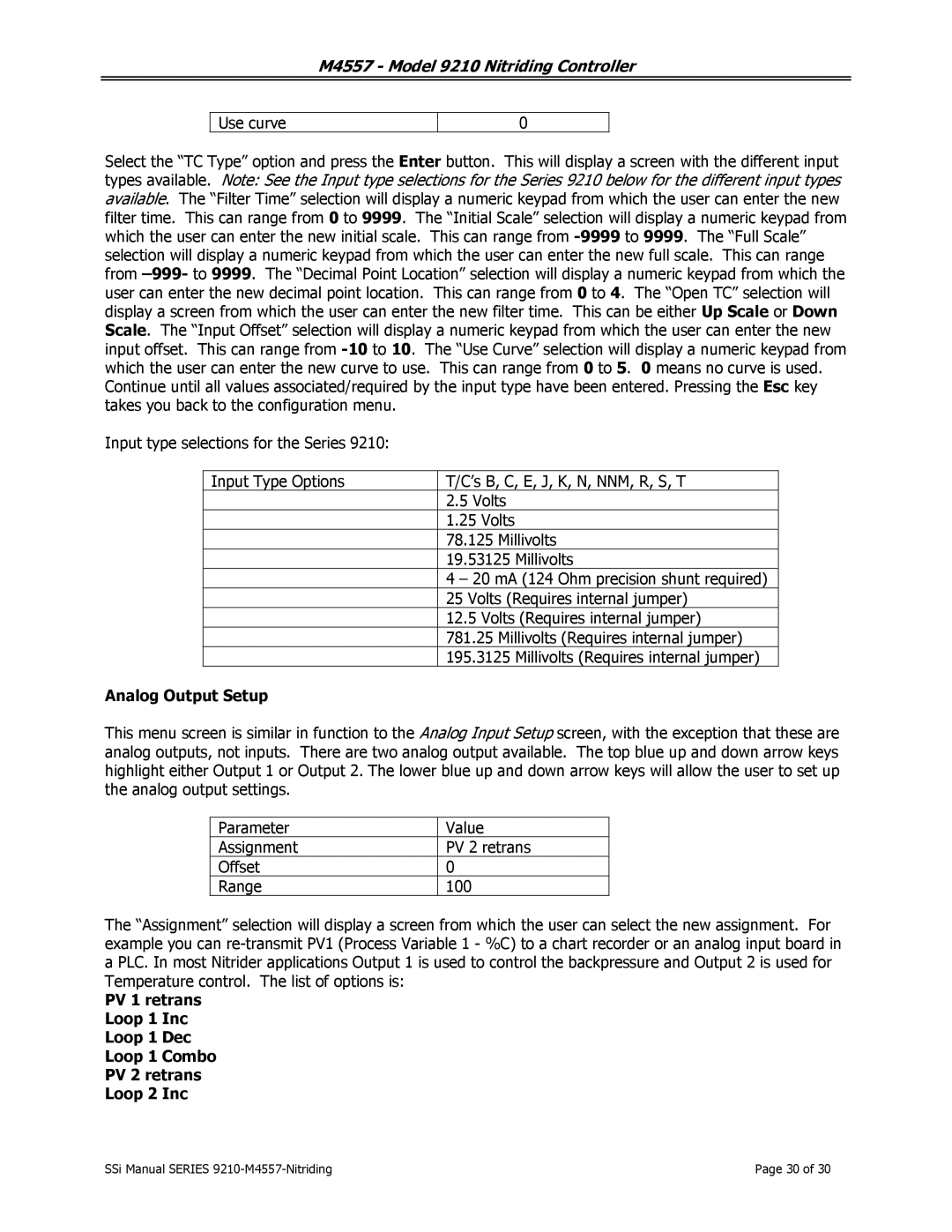 SSI America 9210 user manual Analog Output Setup 