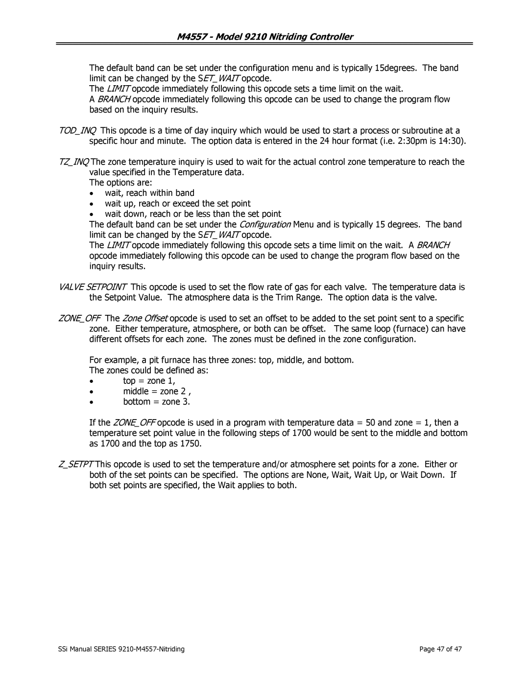 SSI America user manual M4557 Model 9210 Nitriding Controller 