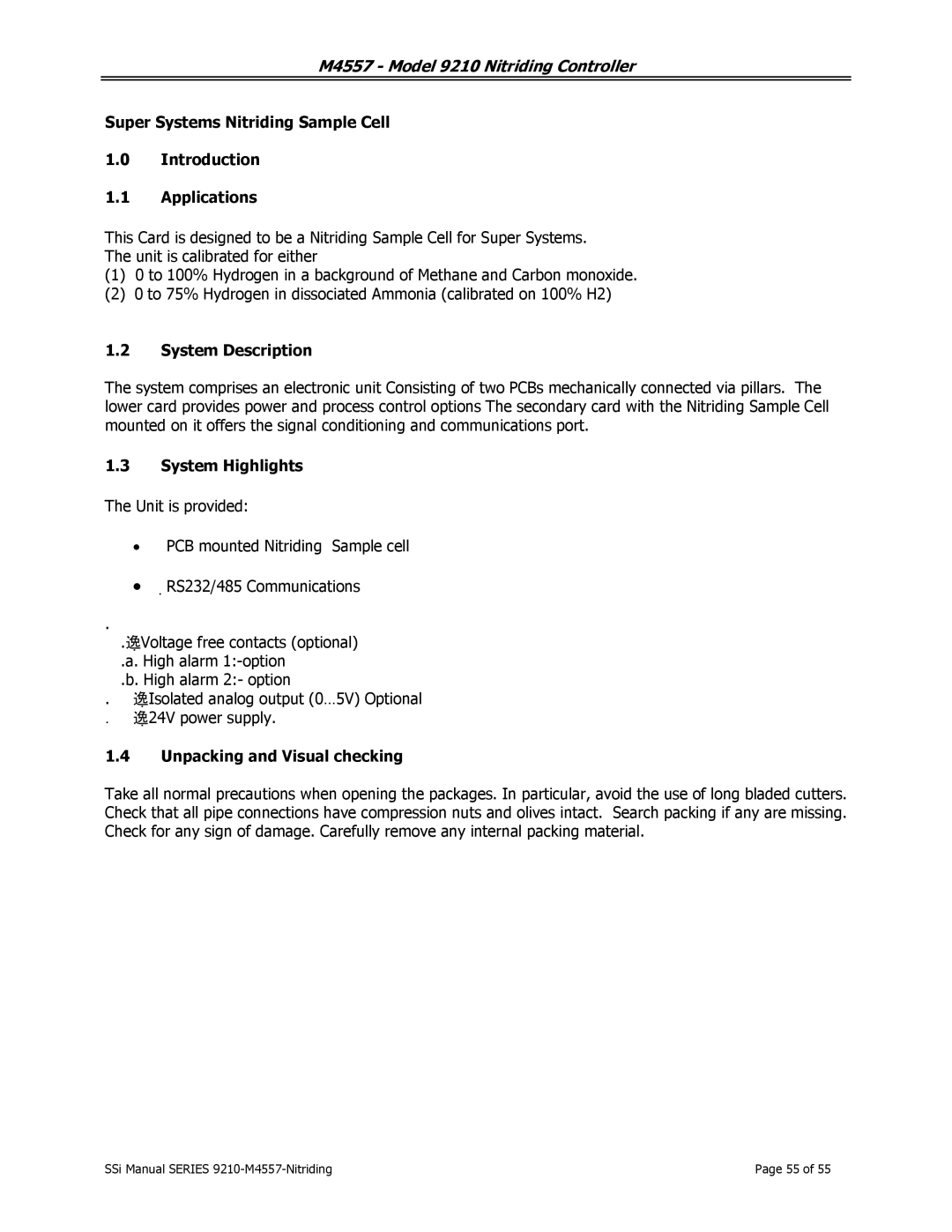 SSI America 9210 user manual System Description 