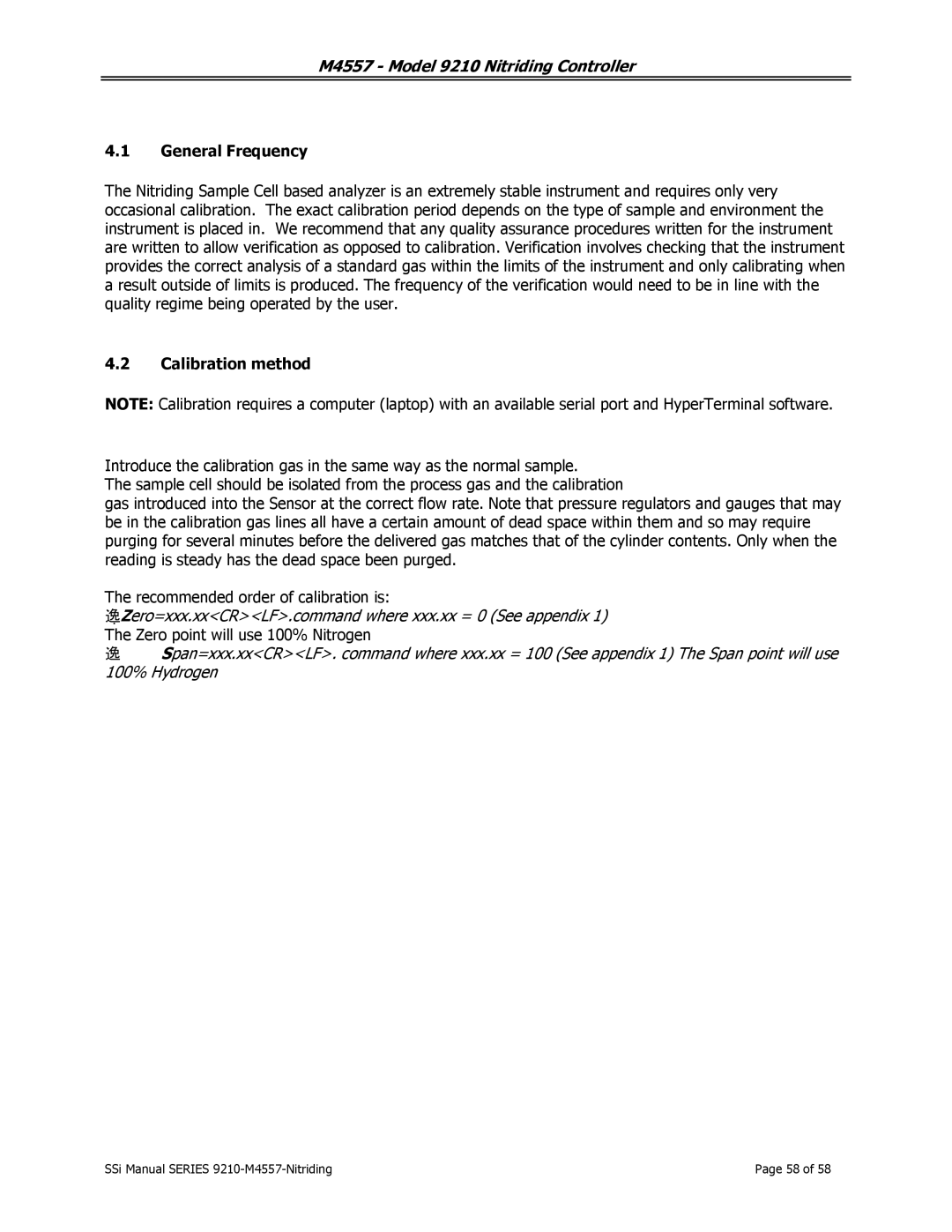 SSI America 9210 user manual General Frequency 