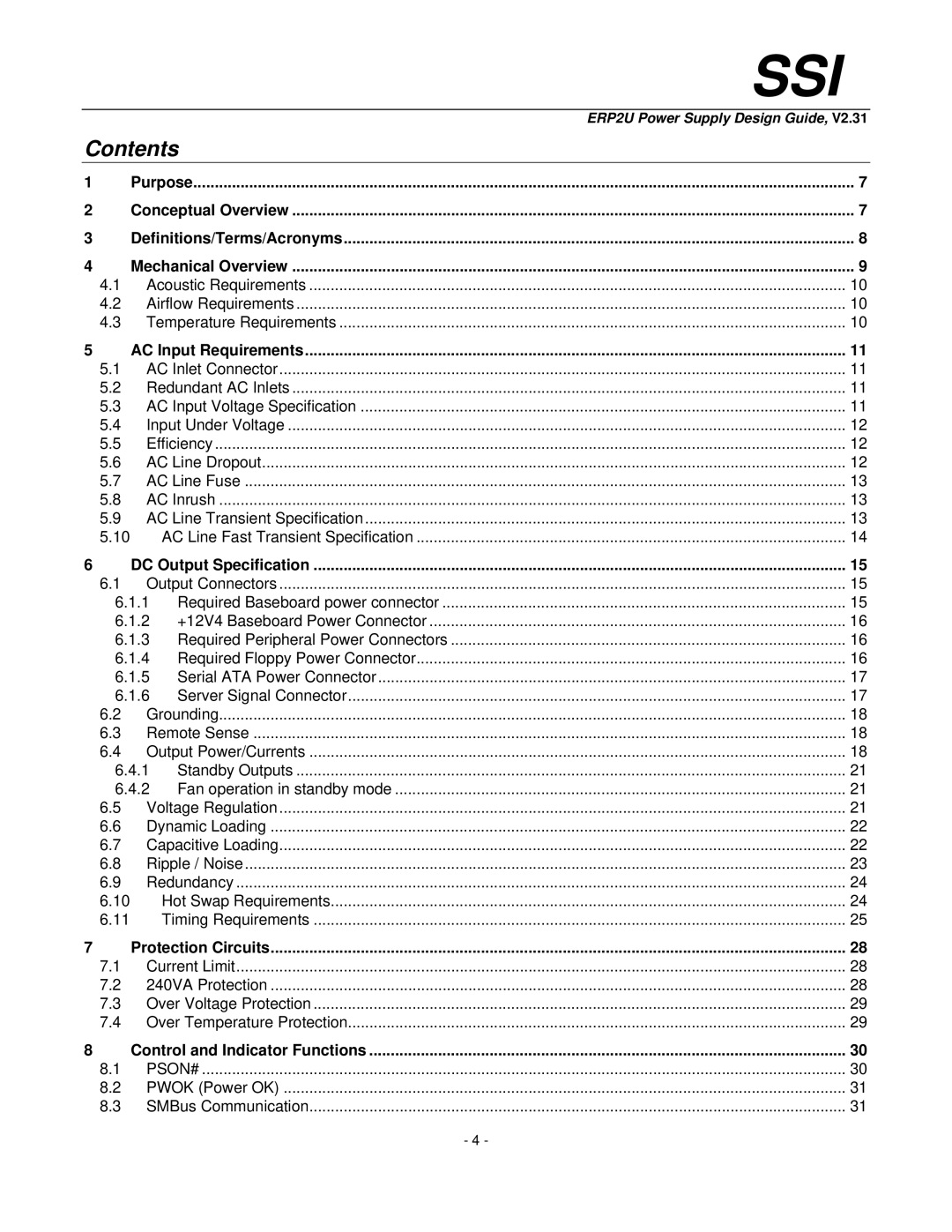 SSI America ERP2U manual Contents 