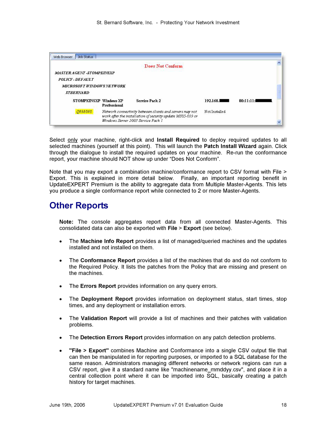 St. Bernard Software v7.01 manual Other Reports 