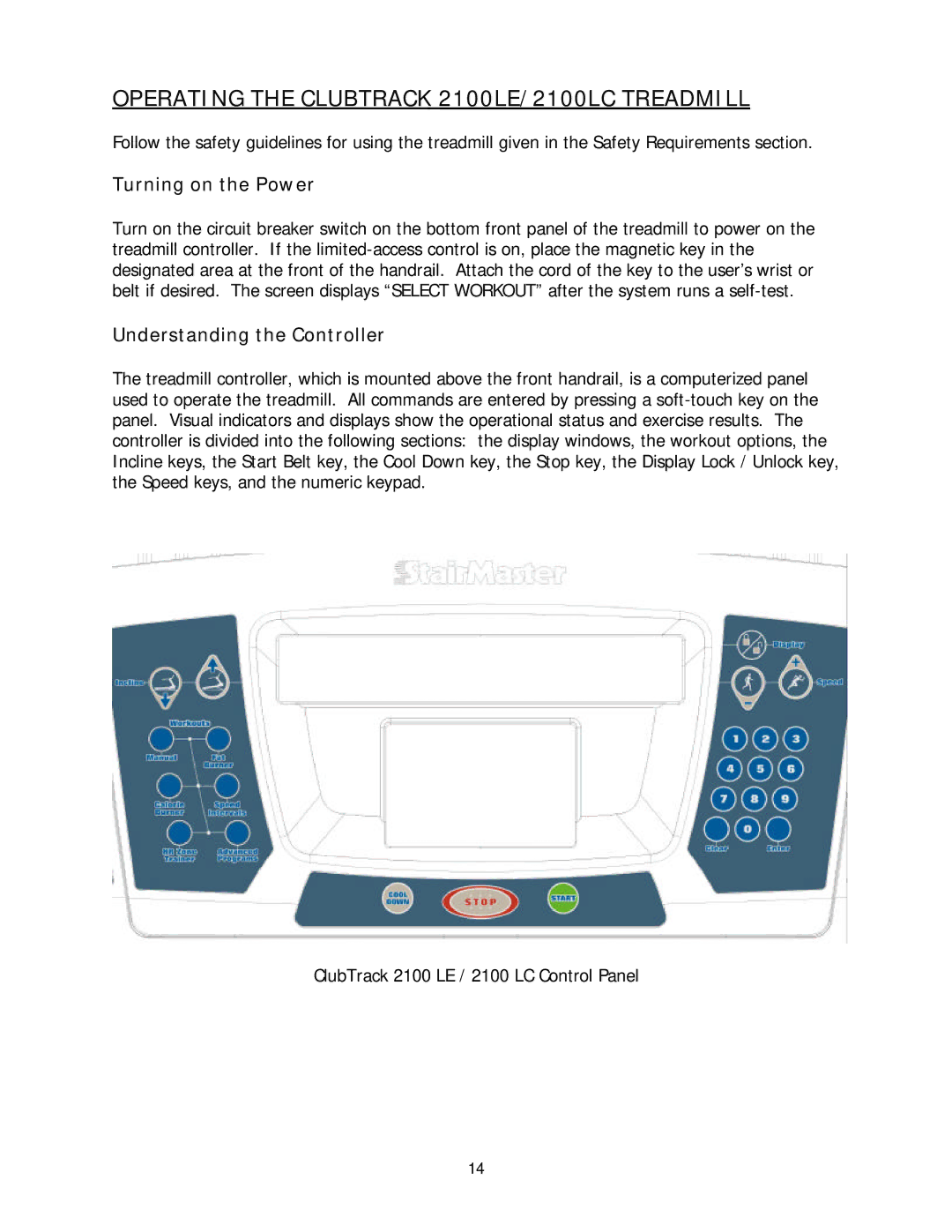 Stairmaster 2100 LC, 2100 LE manual Turning on the Power, Understanding the Controller 