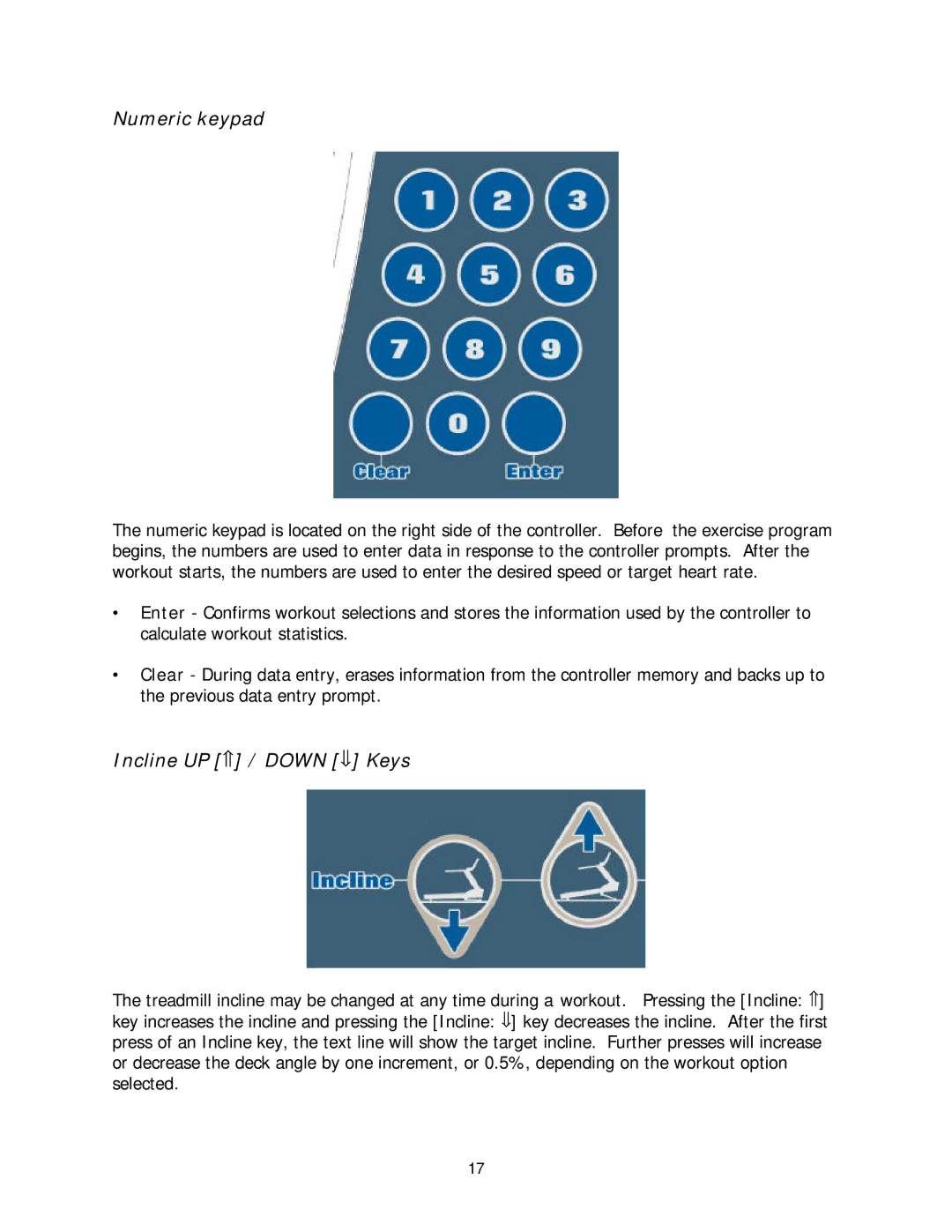 Stairmaster 2100 LE, 2100 LC manual Numeric keypad, Incline UP / Down Keys 