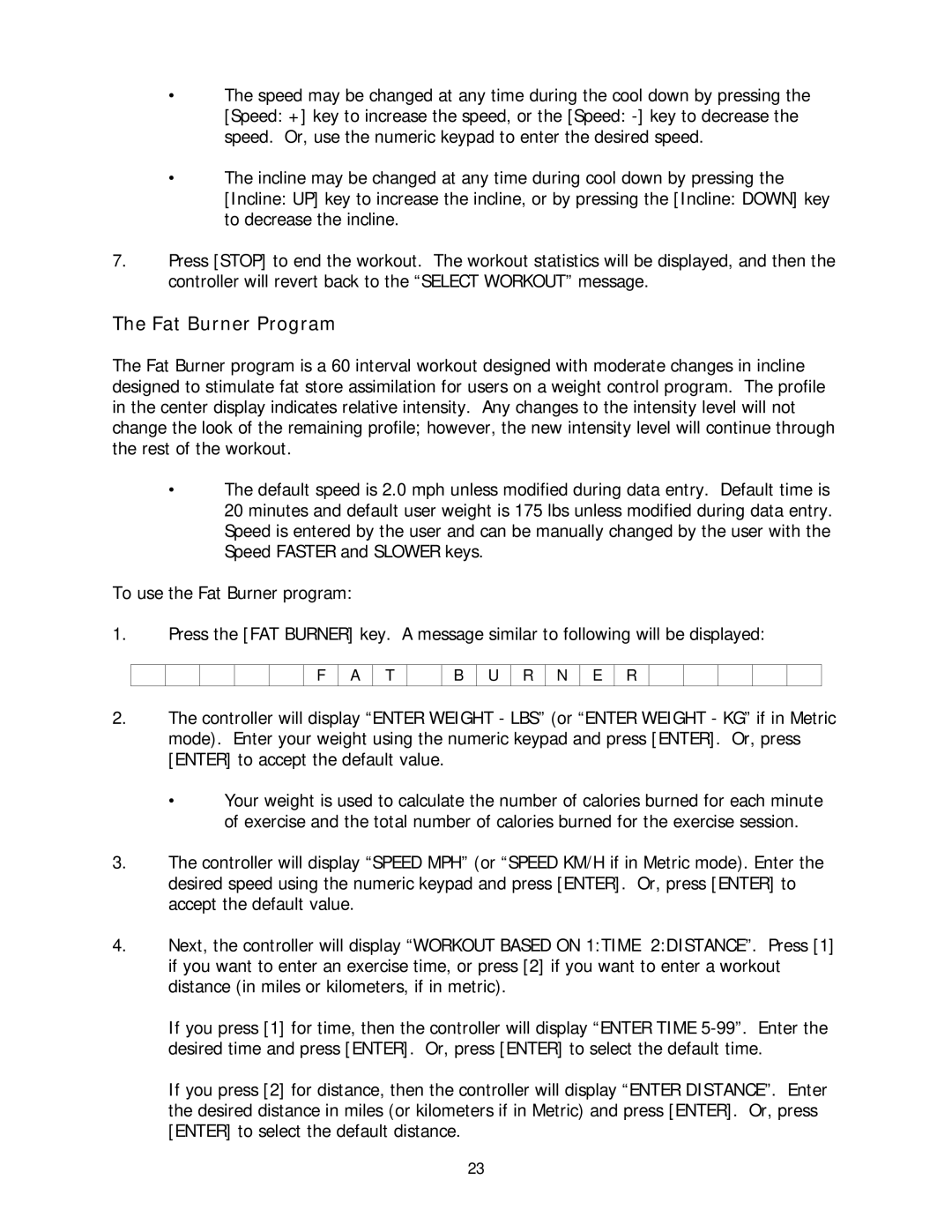 Stairmaster 2100 LE, 2100 LC manual Fat Burner Program 