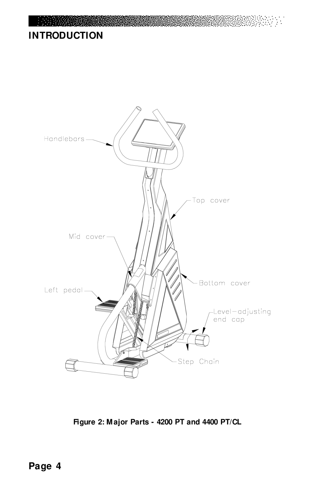 Stairmaster 4600 PT/CL manual Major Parts 4200 PT and 4400 PT/CL 