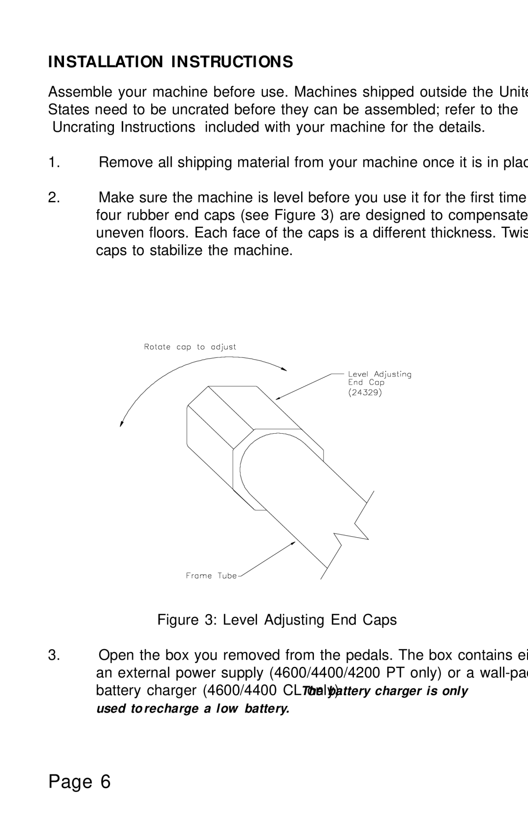 Stairmaster 4600 PT/CL, 4200 PT, 4400 PT/CL manual Installation Instructions, Level Adjusting End Caps 