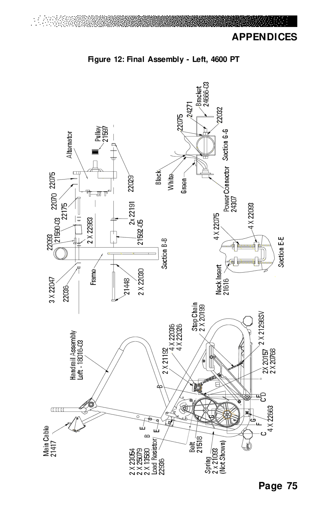 Stairmaster 4600 PT/CL, 4200 PT, 4400 PT/CL manual Final Assembly Left, 4600 PT 