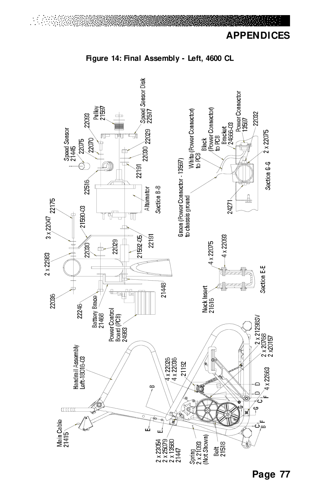 Stairmaster 4400 PT/CL, 4600 PT/CL, 4200 PT manual Final Assembly Left, 4600 CL 