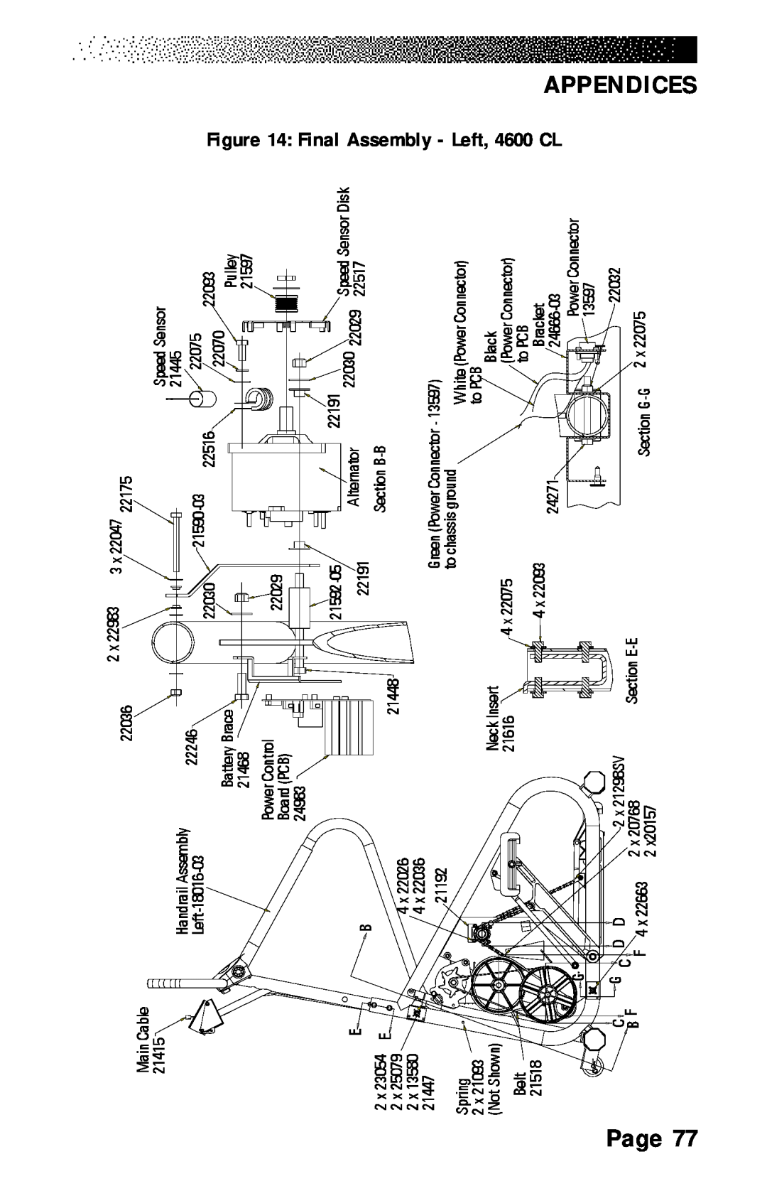 Stairmaster 4400 PT/CL, 4600 PT/CL, 4200 PT manual Final Assembly - Left, 4600 CL, Appendices, Page 