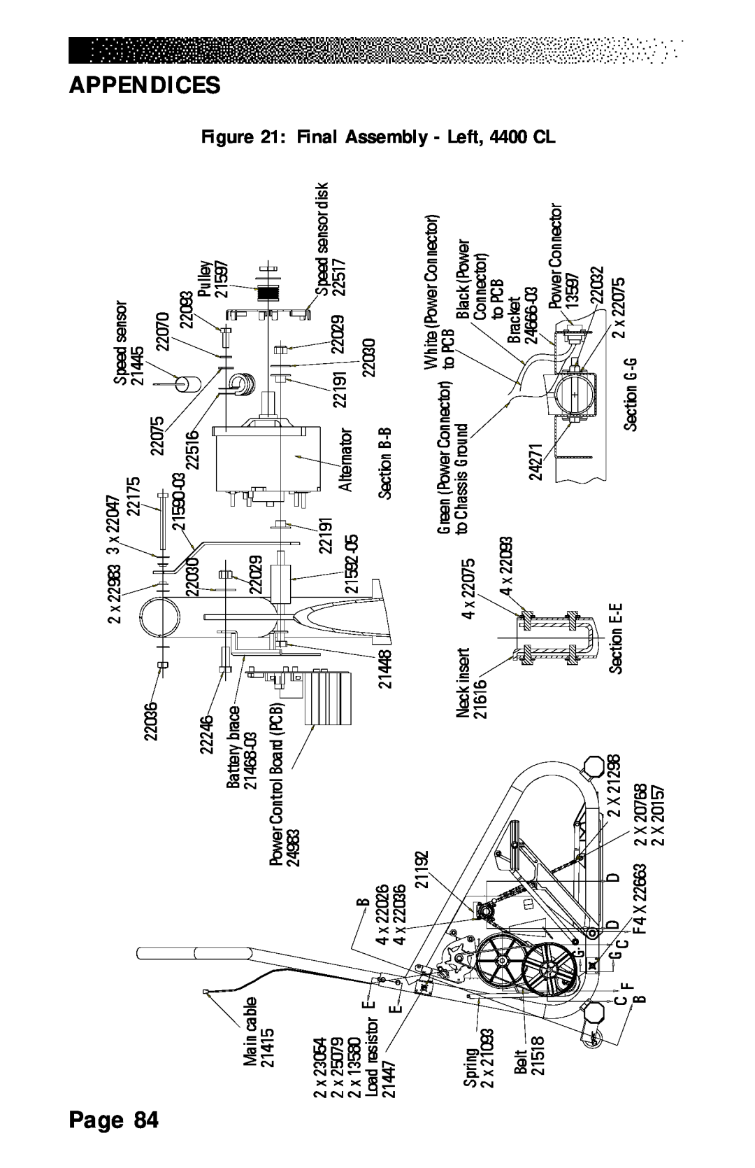 Stairmaster 4600 PT/CL, 4200 PT, 4400 PT/CL manual Final Assembly - Left, 4400 CL, Appendices, Page 