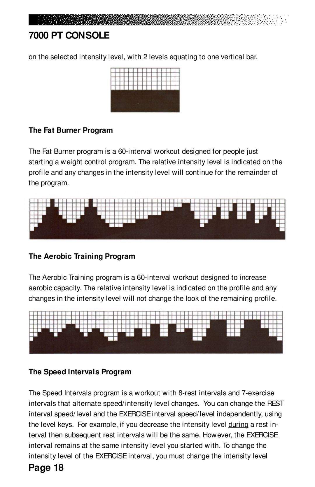 Stairmaster 7000 manual Fat Burner Program, Aerobic Training Program, Speed Intervals Program 