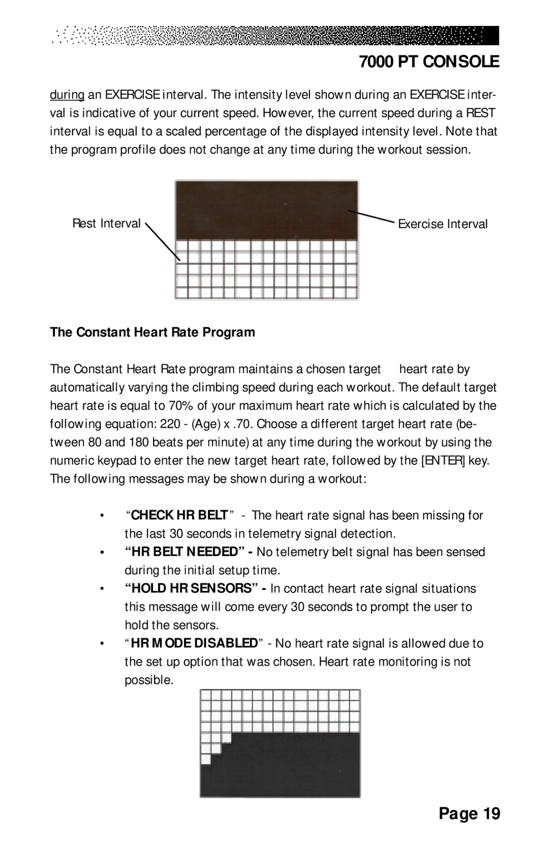 Stairmaster 7000 manual Rest Interval, Constant Heart Rate Program 