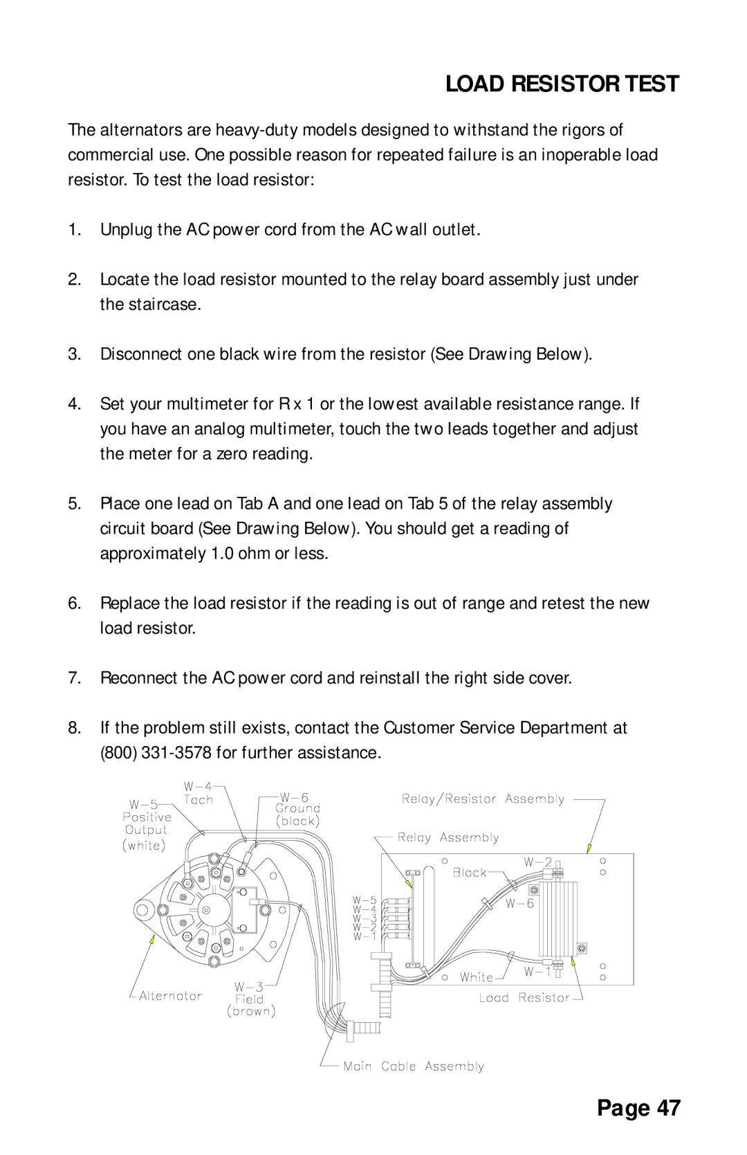 Stairmaster 7000 manual Load Resistor Test 