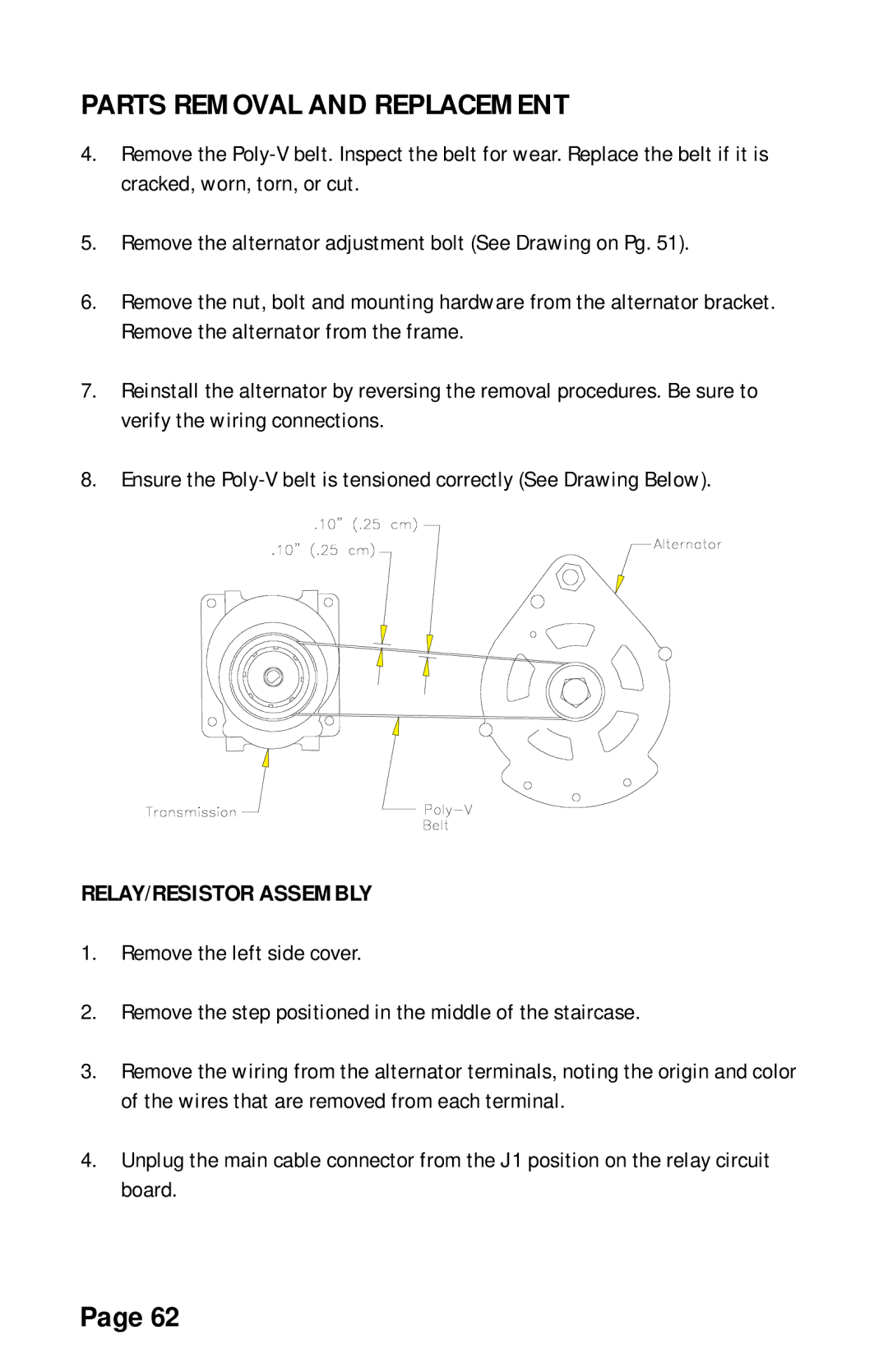 Stairmaster 7000 manual RELAY/RESISTOR Assembly 