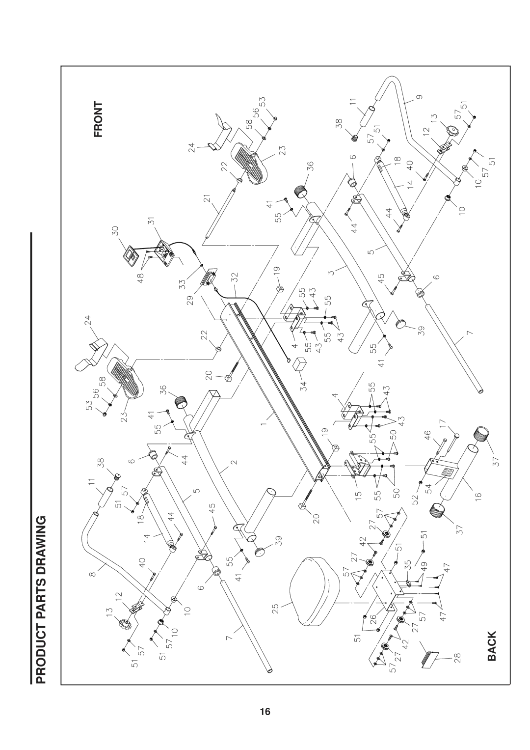 Stamina Products 1215 owner manual Product Parts Drawing 