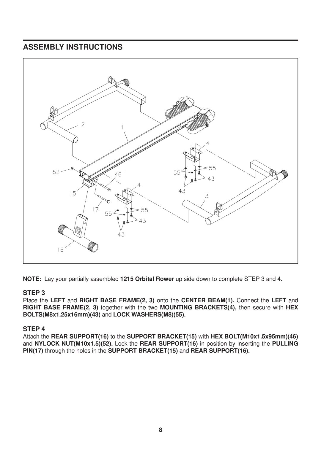 Stamina Products 1215 owner manual Assembly Instructions 