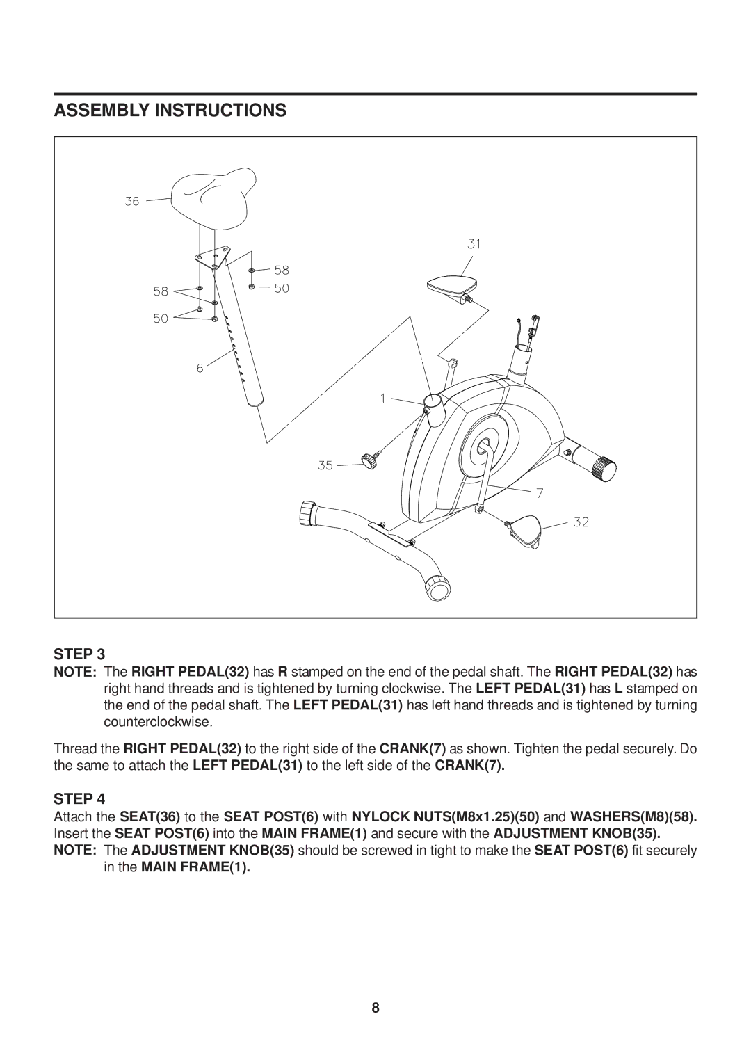 Stamina Products 1300 owner manual Main FRAME1 