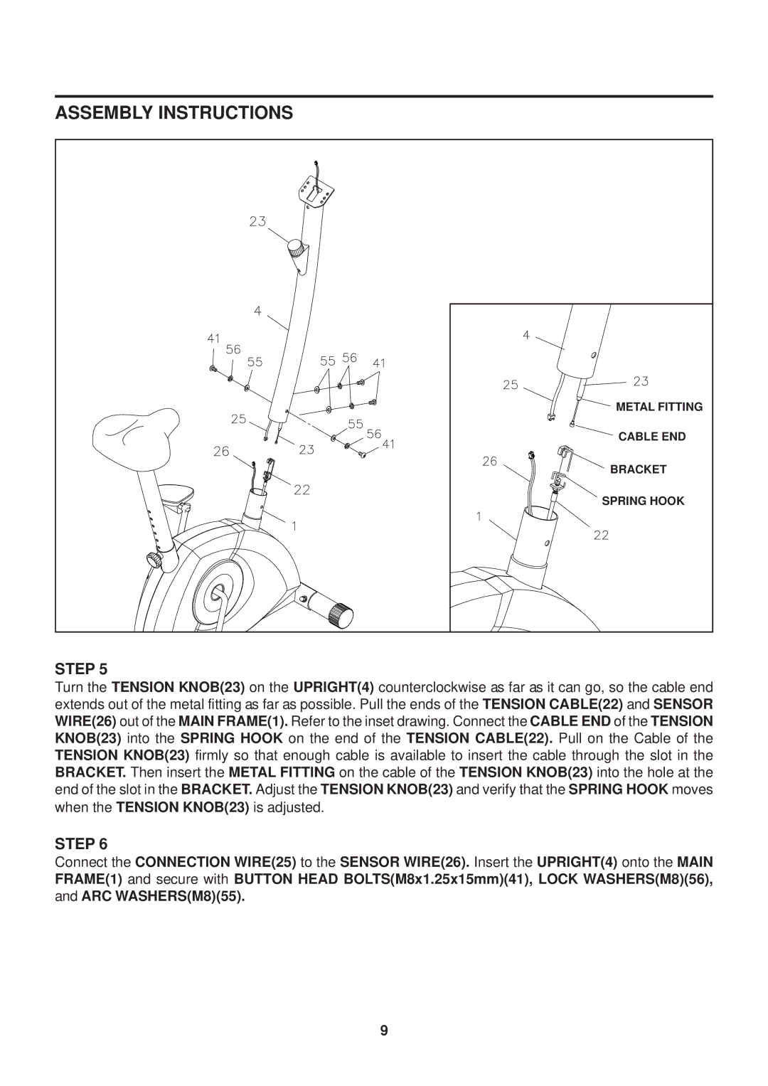 Stamina Products 1300 owner manual Metal Fitting 