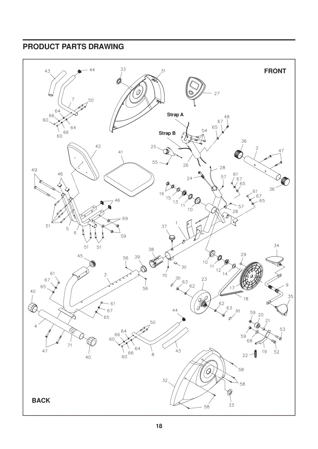 Stamina Products 1350 owner manual Product Parts Drawing, Front 