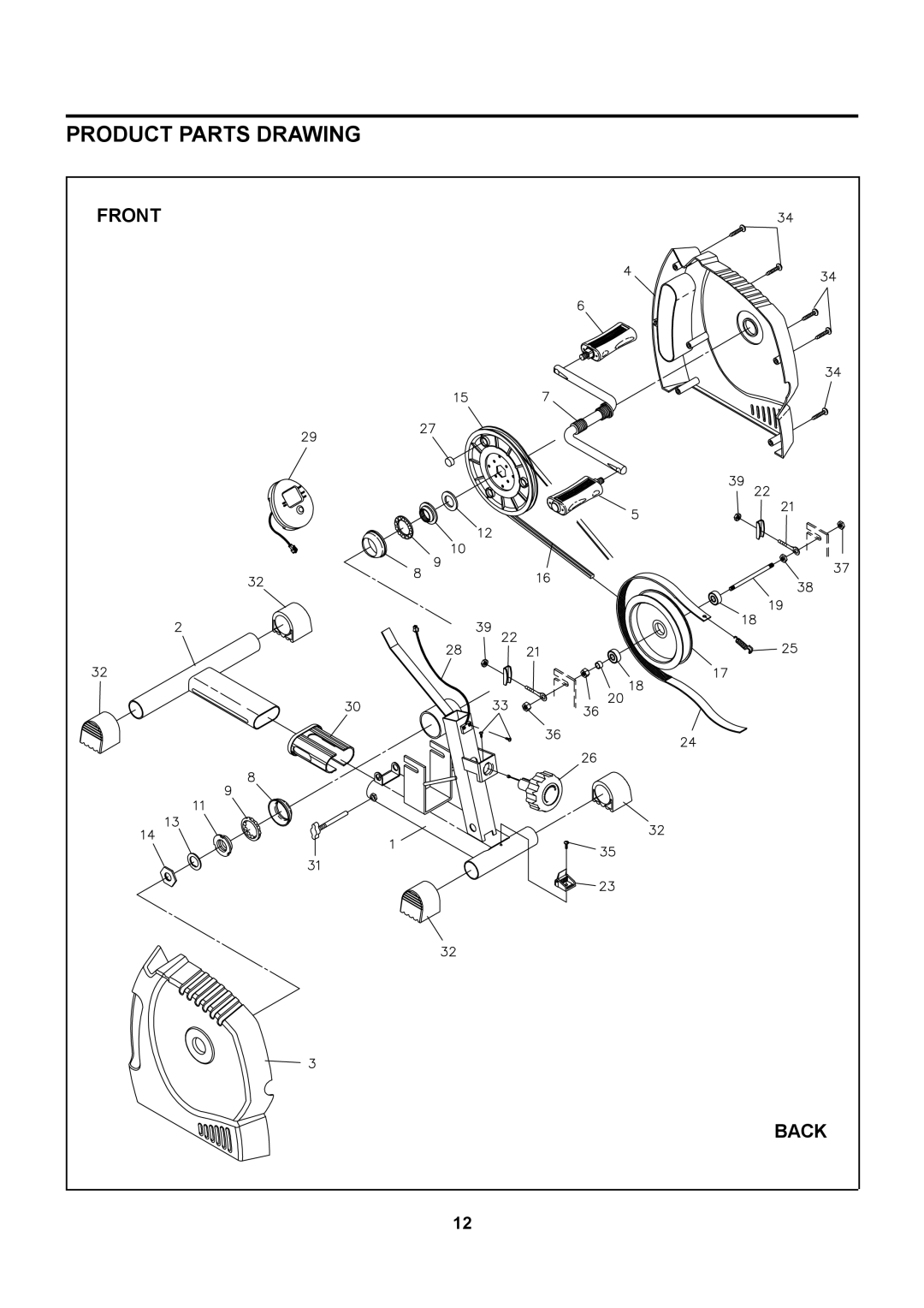 Stamina Products 15-0100 owner manual Product Parts Drawing 