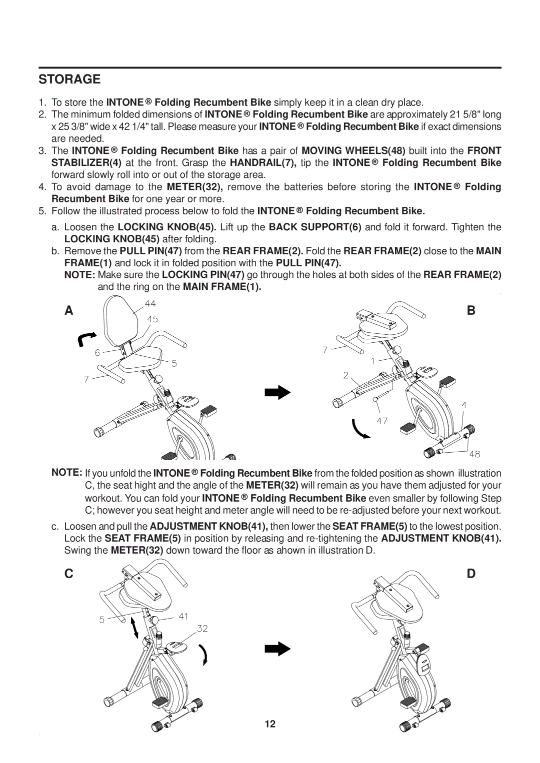 Stamina Products 15-0200 owner manual Storage 