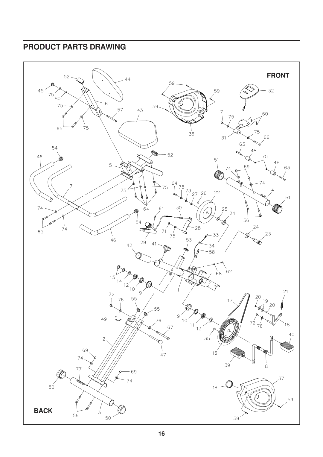 Stamina Products 15-0200 owner manual Product Parts Drawing 