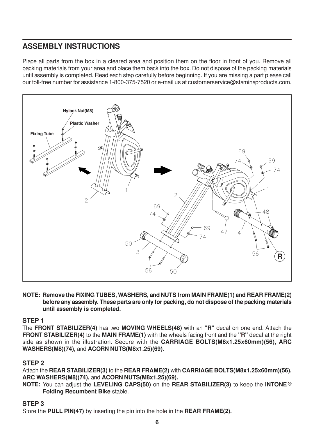 Stamina Products 15-0200A owner manual Assembly Instructions, Step 