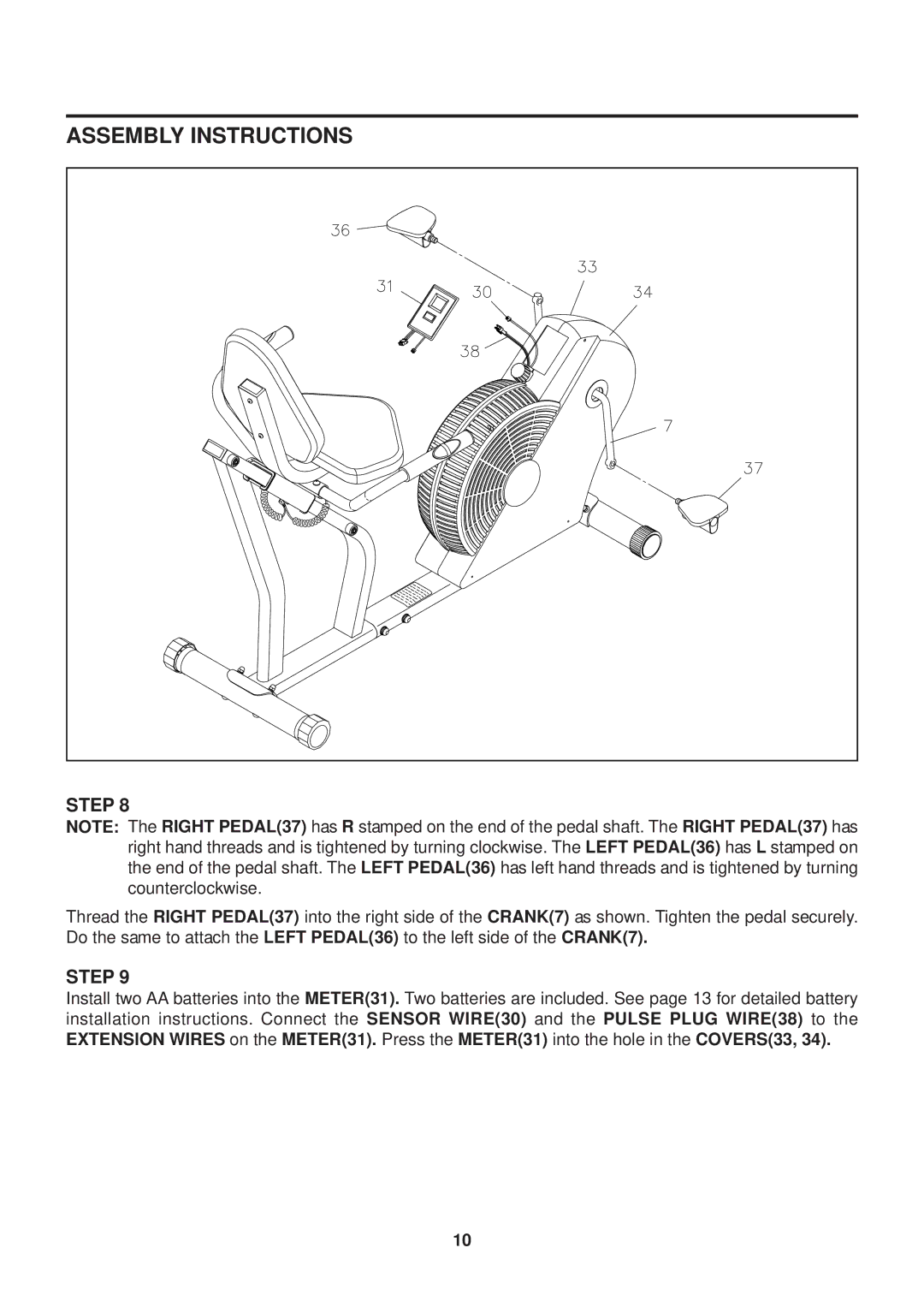 Stamina Products 15-4525 owner manual Assembly Instructions 