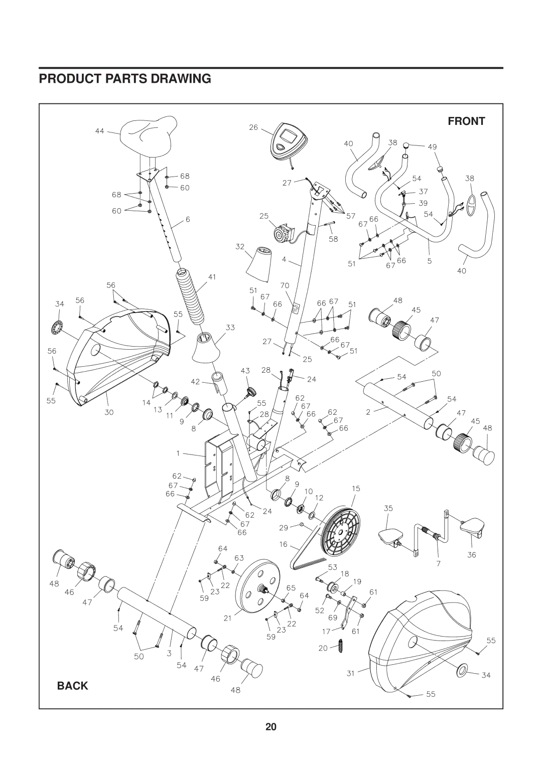 Stamina Products 15-5325 owner manual Product Parts Drawing, Front 