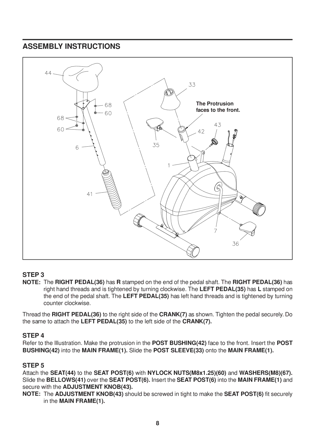 Stamina Products 15-5325 owner manual Protrusion 