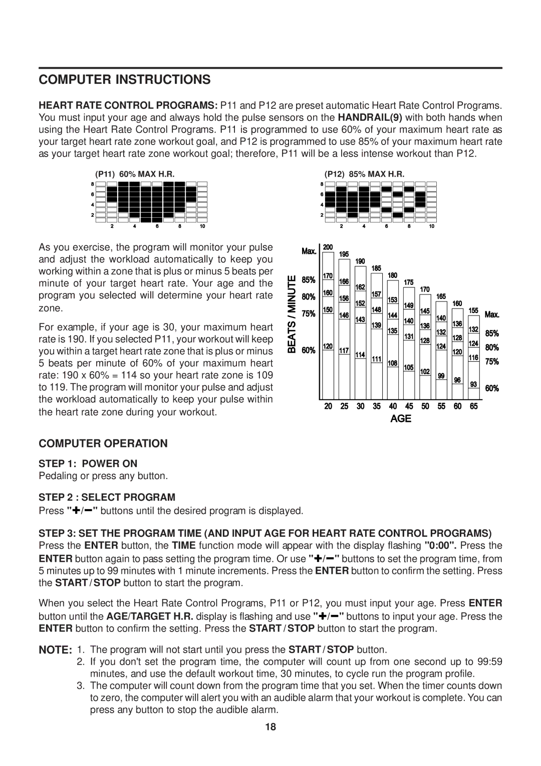 Stamina Products 15-7200 owner manual Computer Operation, Select Program 