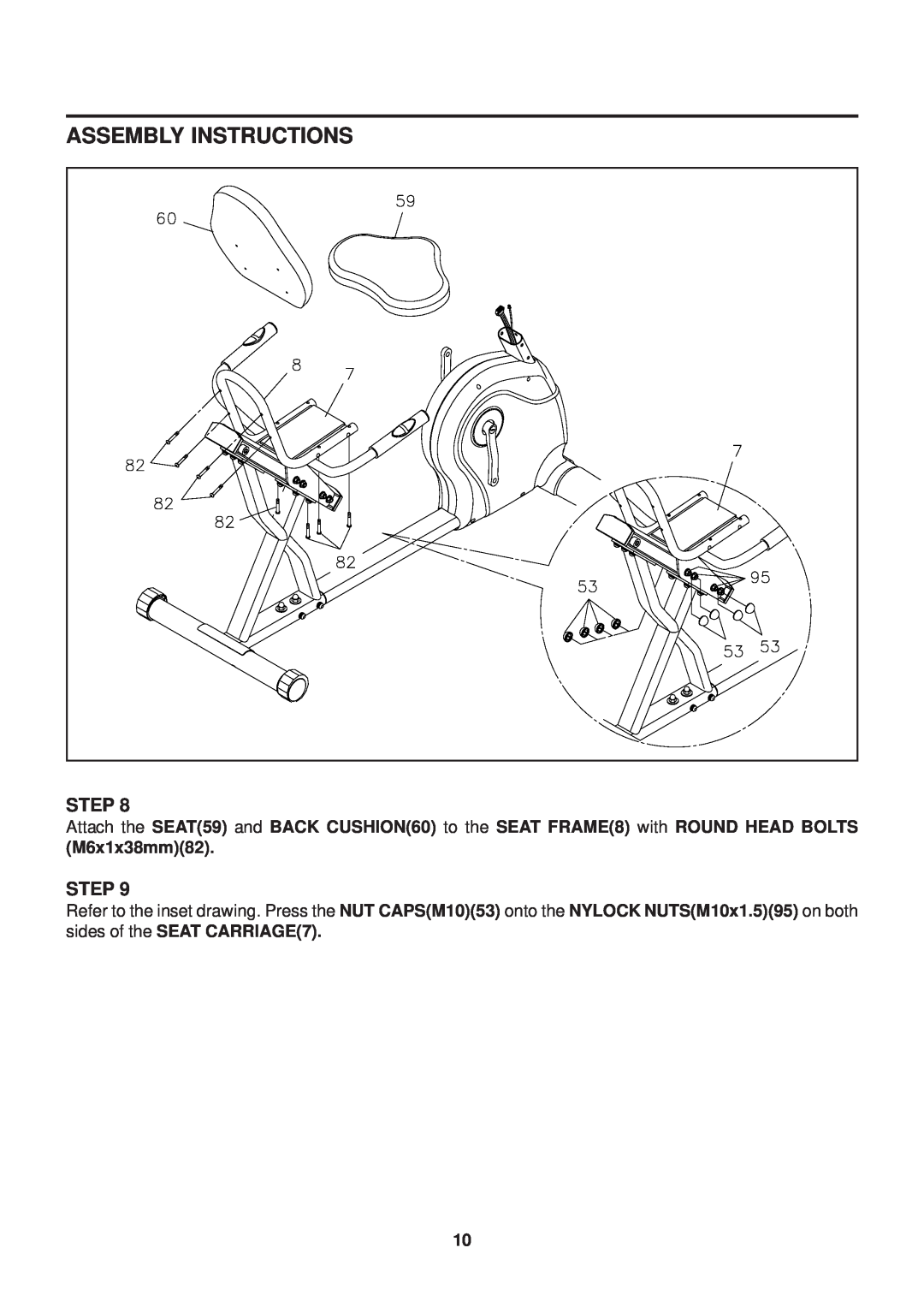 Stamina Products 15-7200 owner manual Assembly Instructions 