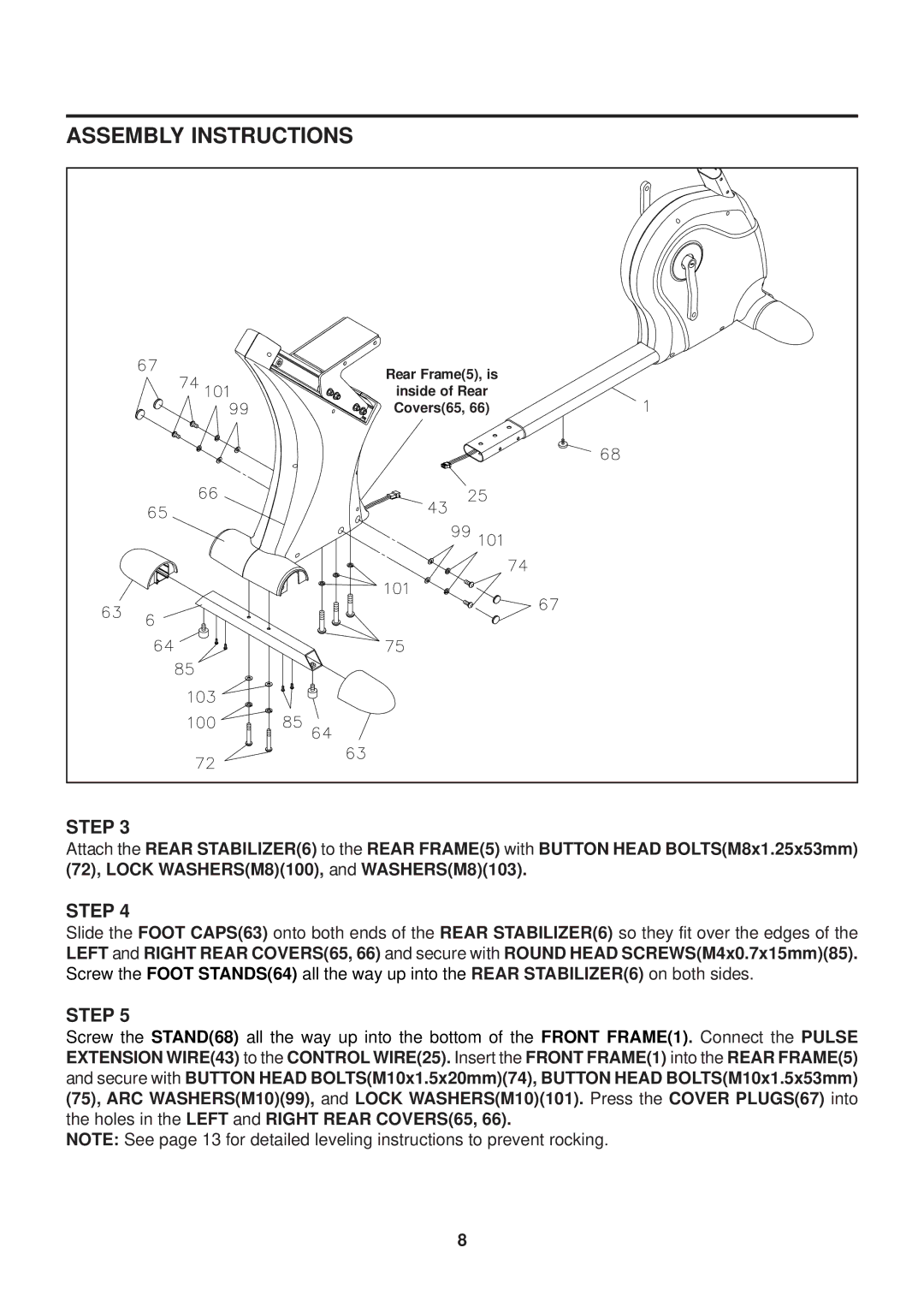 Stamina Products 15-7250 owner manual Rear Frame5, is 