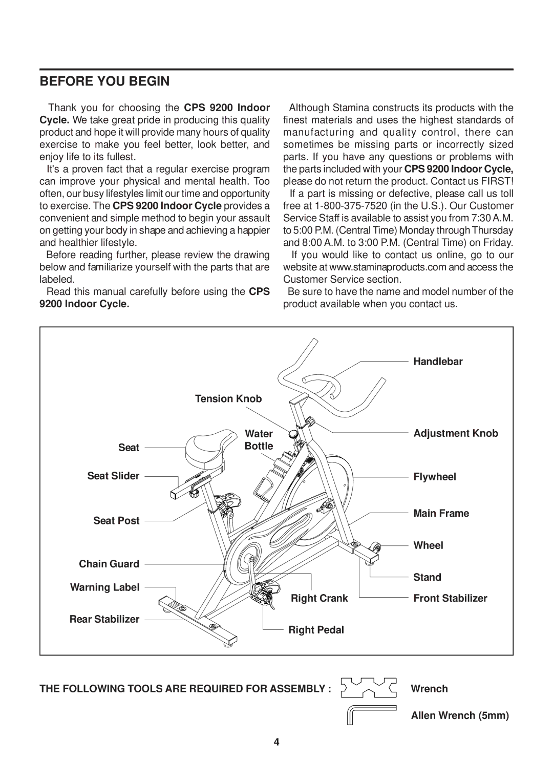 Stamina Products 15-9200 owner manual Before YOU Begin 